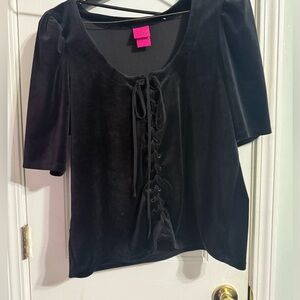 Torrid Black Lace-Up Blouse